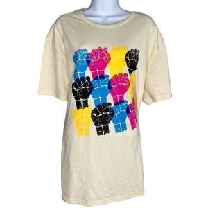 Black History Month Shirt Top Women's XXL 2XL Ivory Blue Pink Yellow Black NWOT